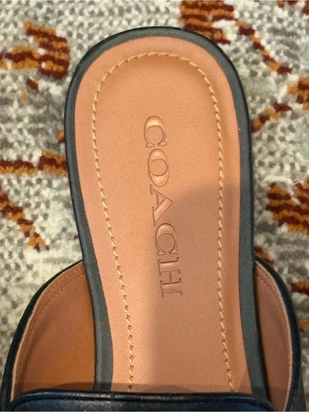 Coach Black Leather Slip-On Loafers with Tan Insole - Picture 3 of 10